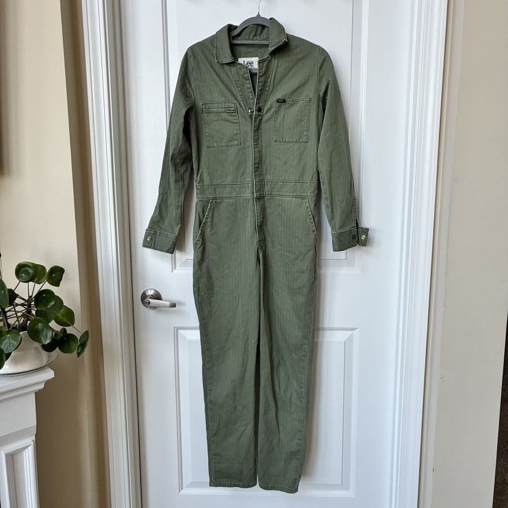 Lee Union Alls Olive Military Vintage Style Jumpsuit Cover Alls Womens XS